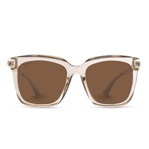 NEW DIFF Hailey Vintage Crystal Brown Gradient Oversized Sunglasses 100% UVA/UVB